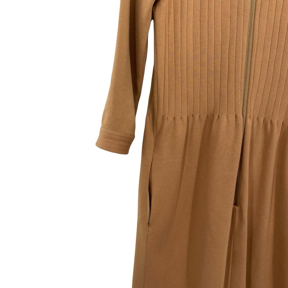 Elizabeth McKay The Pleated Belted Knit Dress Camel Brown - Picture 7 of 10